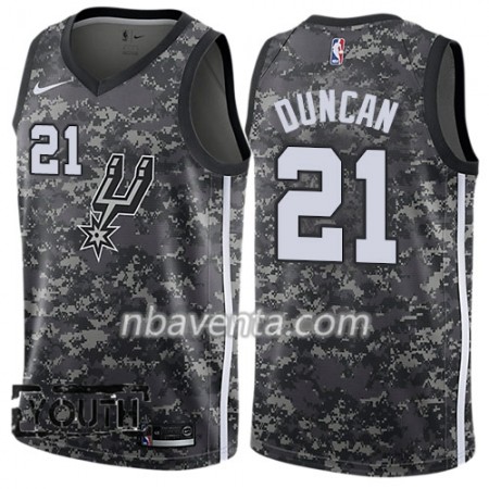 Camiseta Niños San Antonio Spurs Tim Duncan 21 Nike City Edition Negro Swingman